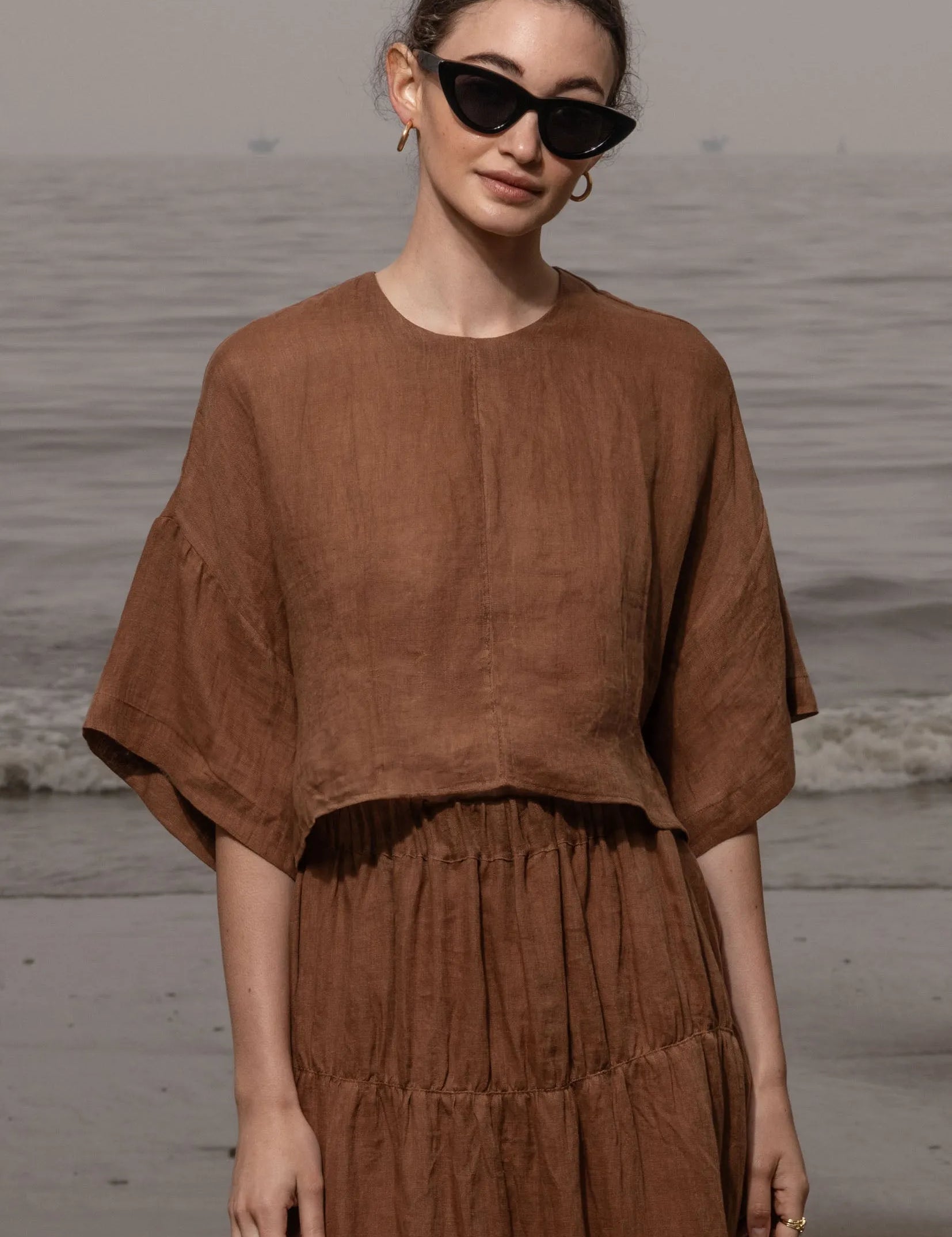 Mojave Top - Clay Tissue Linen - Heidi Merrick