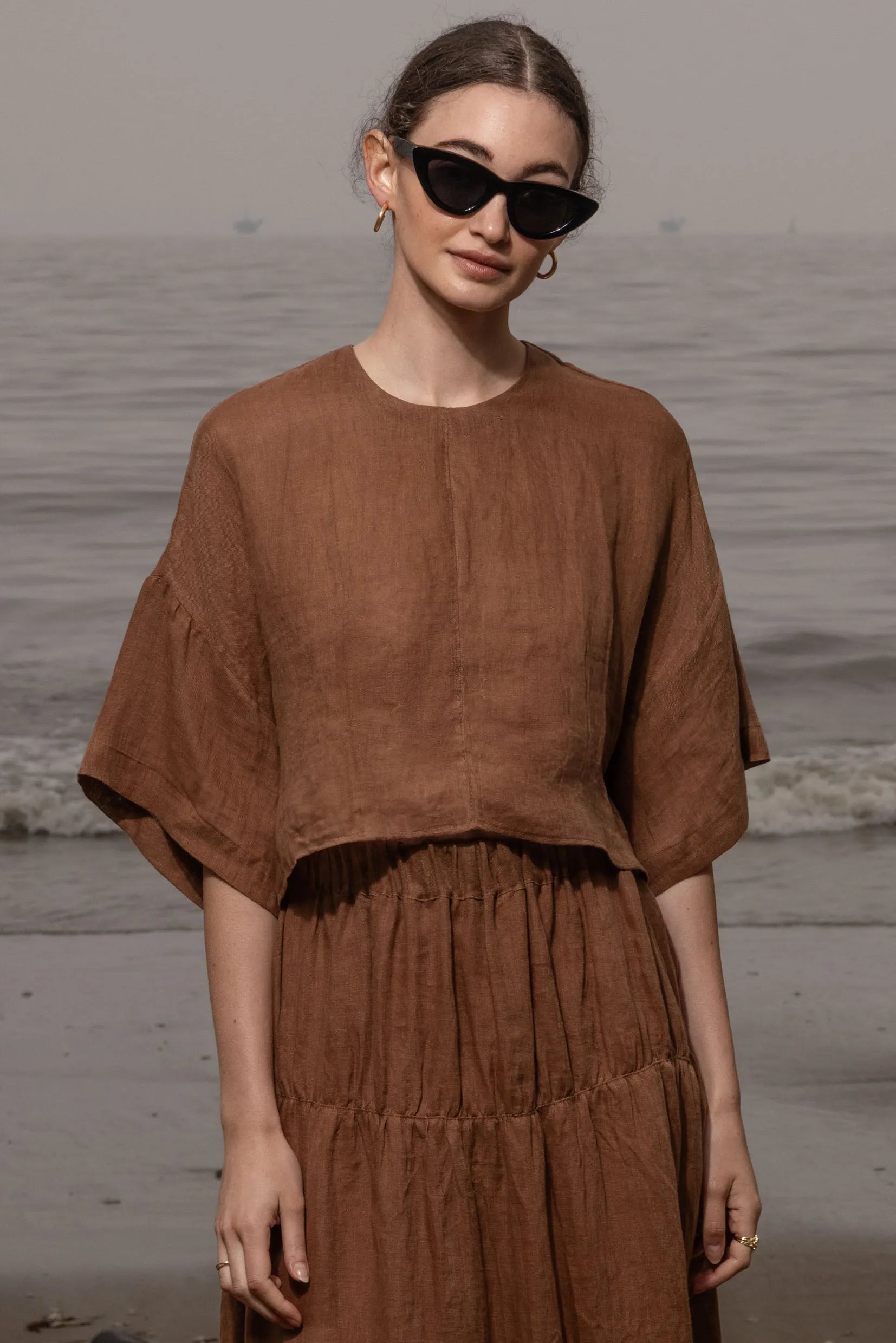 Mojave Top - Clay Tissue Linen - Heidi Merrick