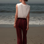 Serge Pant - Burgundy Moroccan Stripe - Heidi Merrick