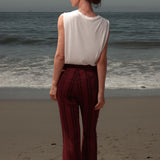 Serge Pant - Burgundy Moroccan Stripe - Heidi Merrick