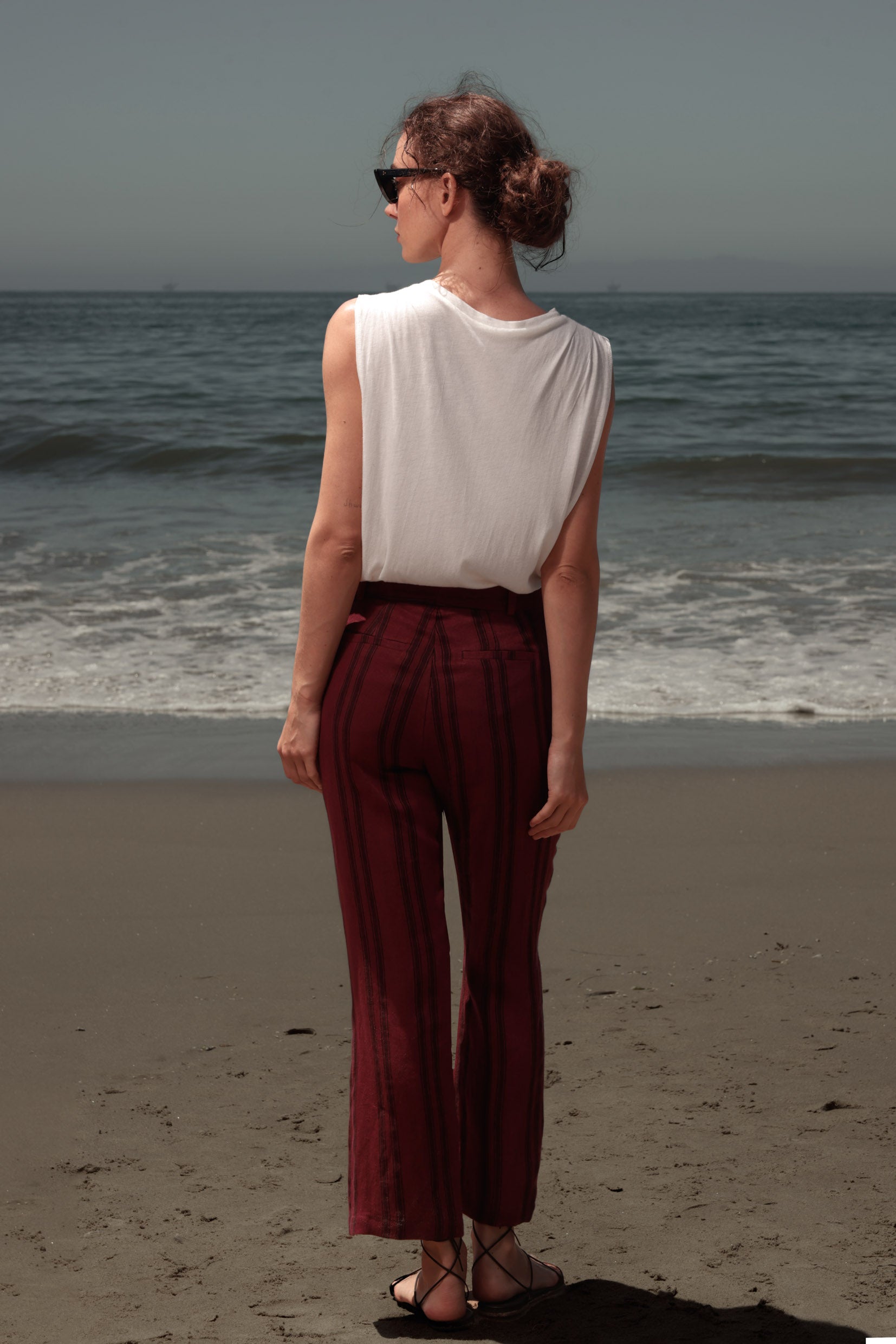 Serge Pant - Burgundy Moroccan Stripe - Heidi Merrick