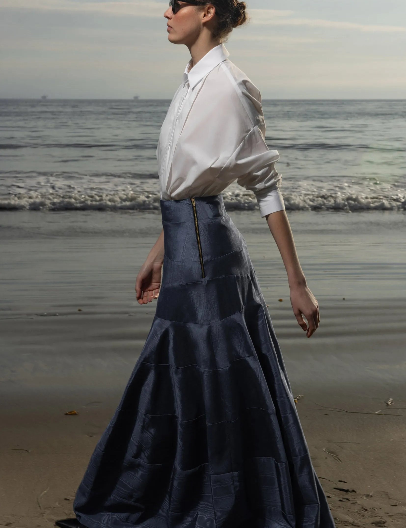 Gale Skirt - Blue Moire - Heidi Merrick