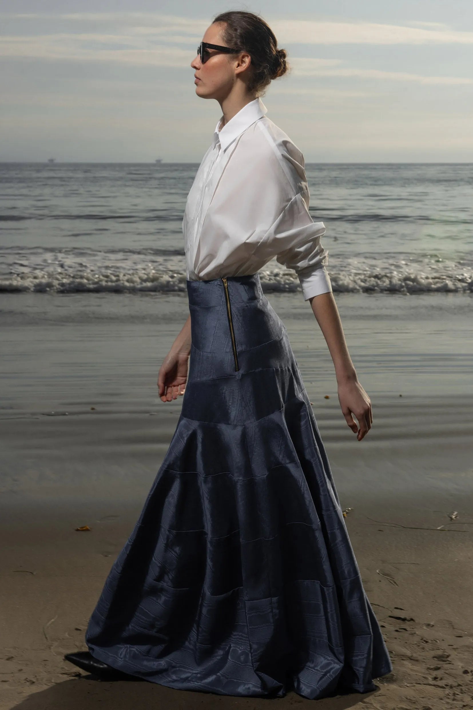 Gale Skirt - Blue Moire - Heidi Merrick