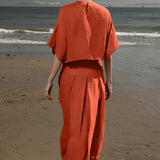 Marbella Skirt - Vermilion Tissue Linen - Heidi Merrick