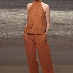 Baptiste Pant - Golden Brown Silk Noil - Heidi Merrick