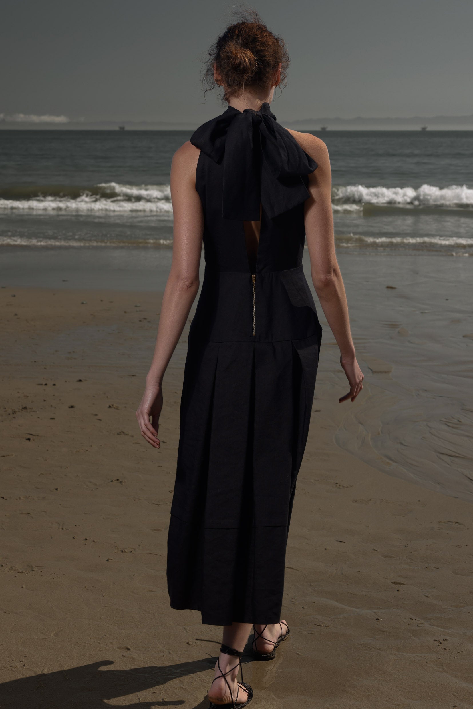 Ginger Dress - Noir Silk & Hemp - Heidi Merrick