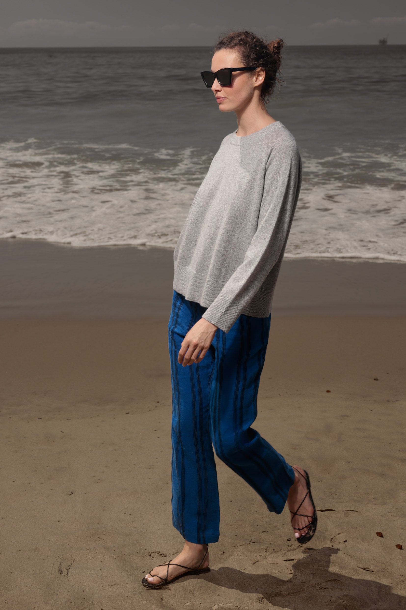 Serge Pant - Blue Moroccan Stripe - Heidi Merrick