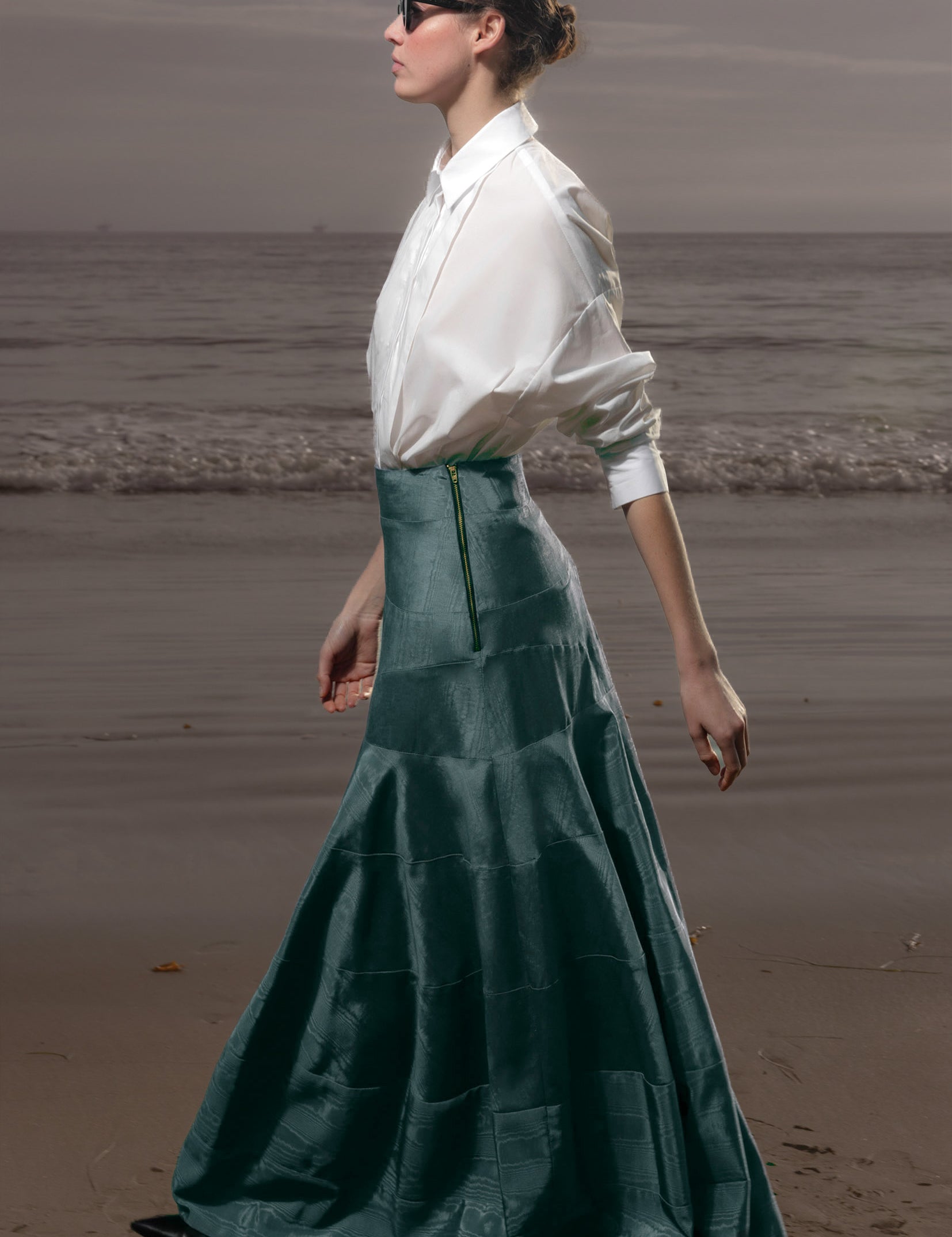 Gale Skirt - Stormy Blue Moire - Heidi Merrick