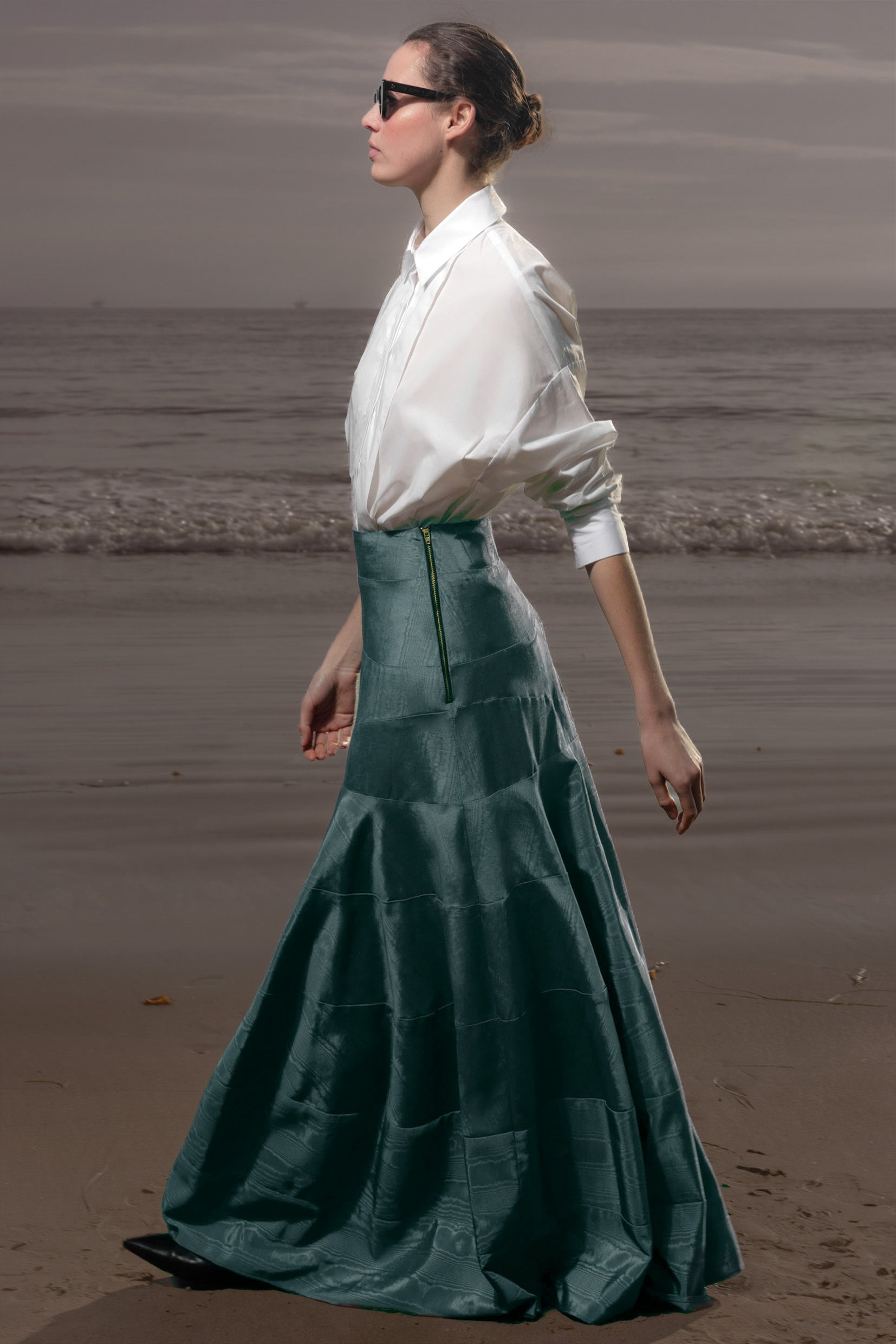 Gale Skirt - Stormy Blue Moire - Heidi Merrick