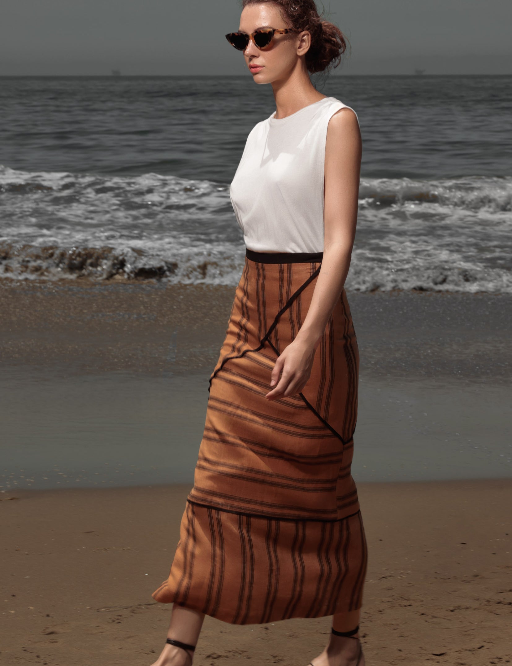 Geometry Skirt - Golden Moroccan Stripe