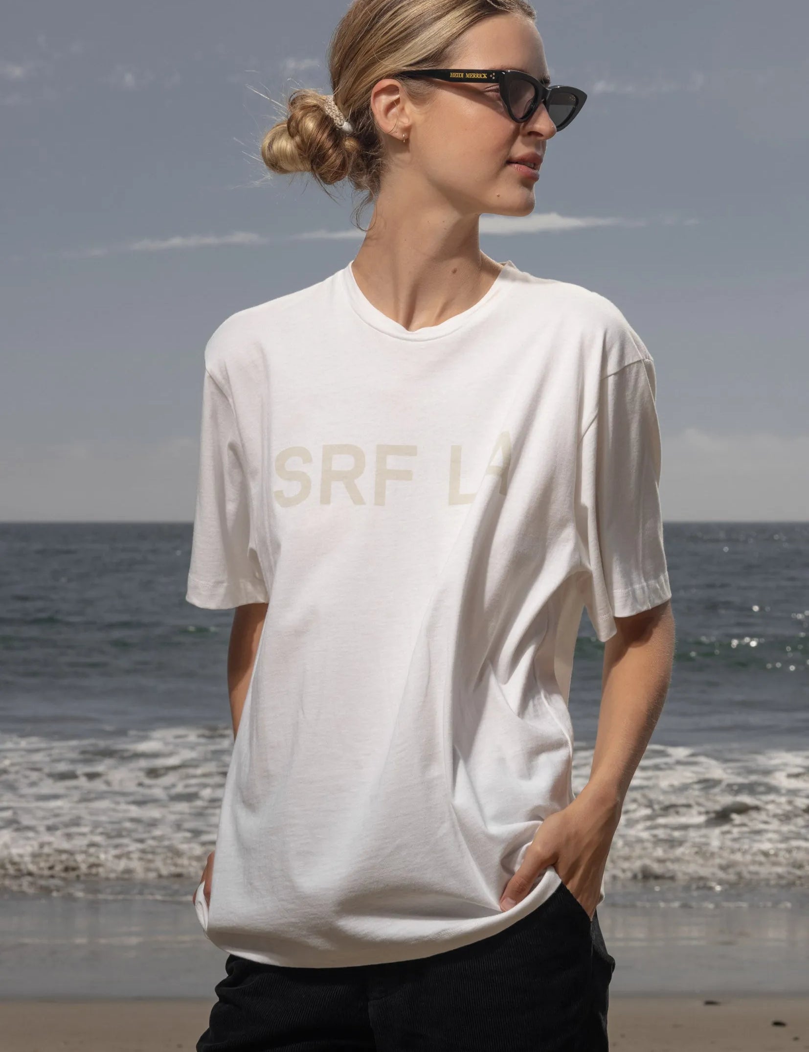 SRF LA Classic Tee - Antique Cream on White - Heidi Merrick