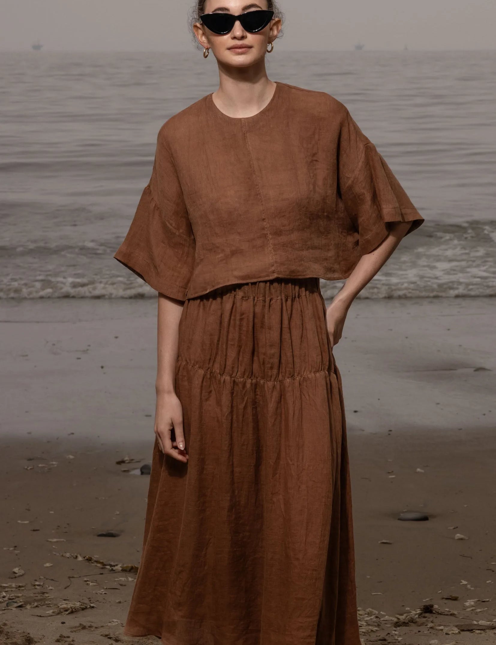 Mojave Top - Clay Tissue Linen - Heidi Merrick