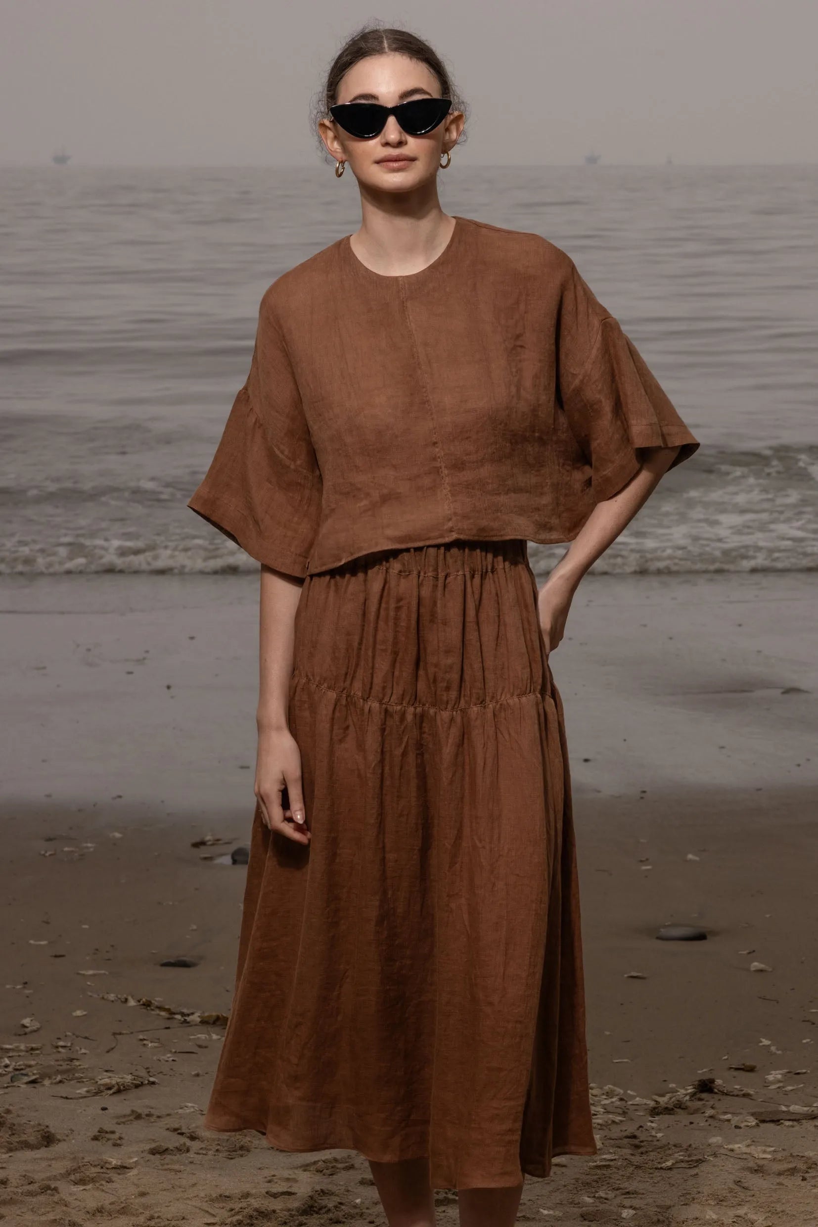 Mojave Top - Clay Tissue Linen - Heidi Merrick