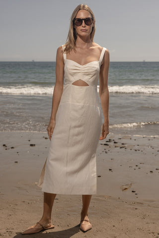 Como Dress - Ivory Silk & Hemp