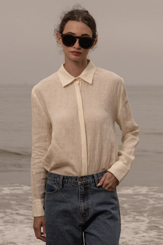 Ami Shirt - Ivory Tissue Linen