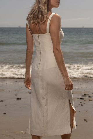 Como Dress - Ivory Silk & Hemp