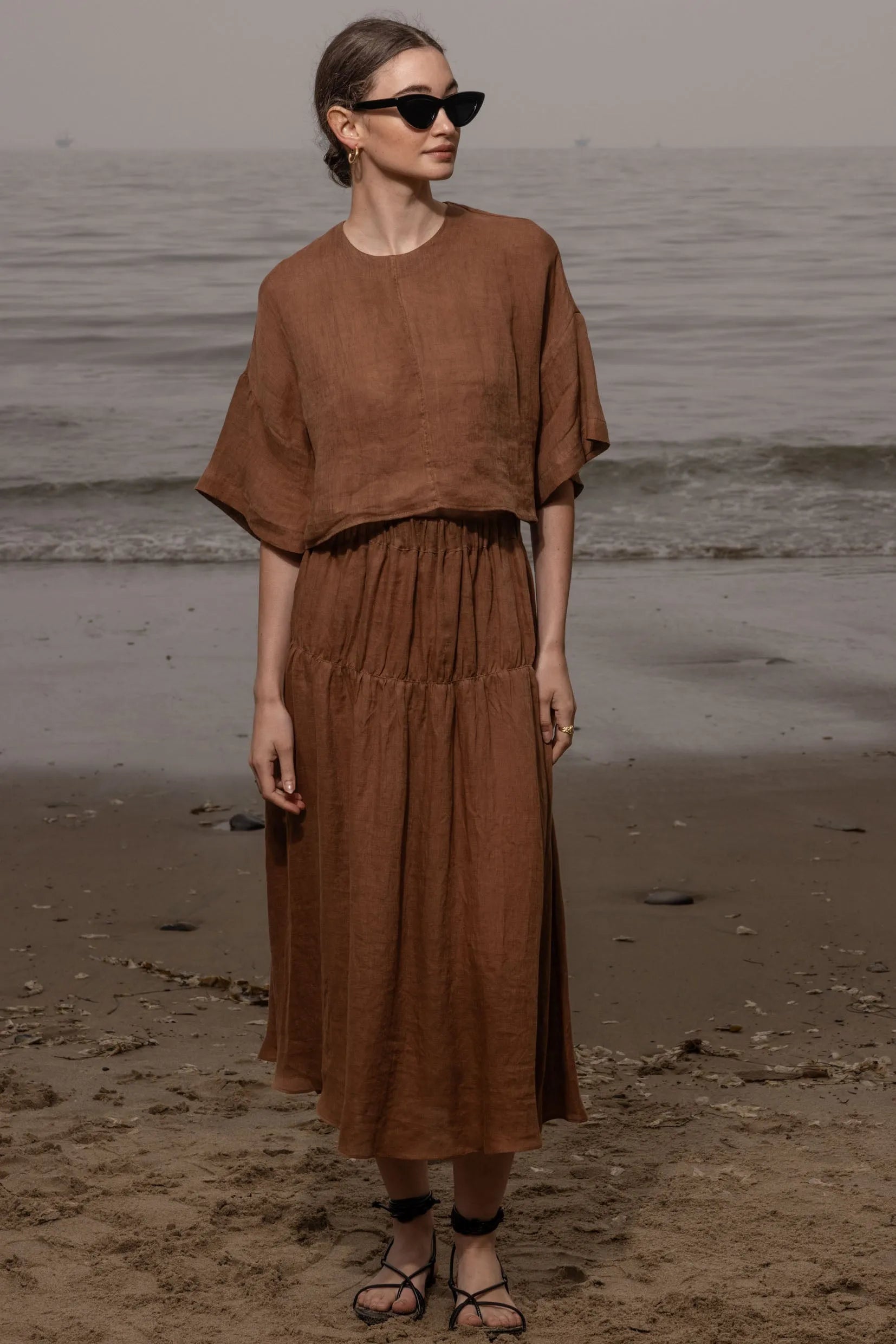 Mojave Top - Clay Tissue Linen - Heidi Merrick