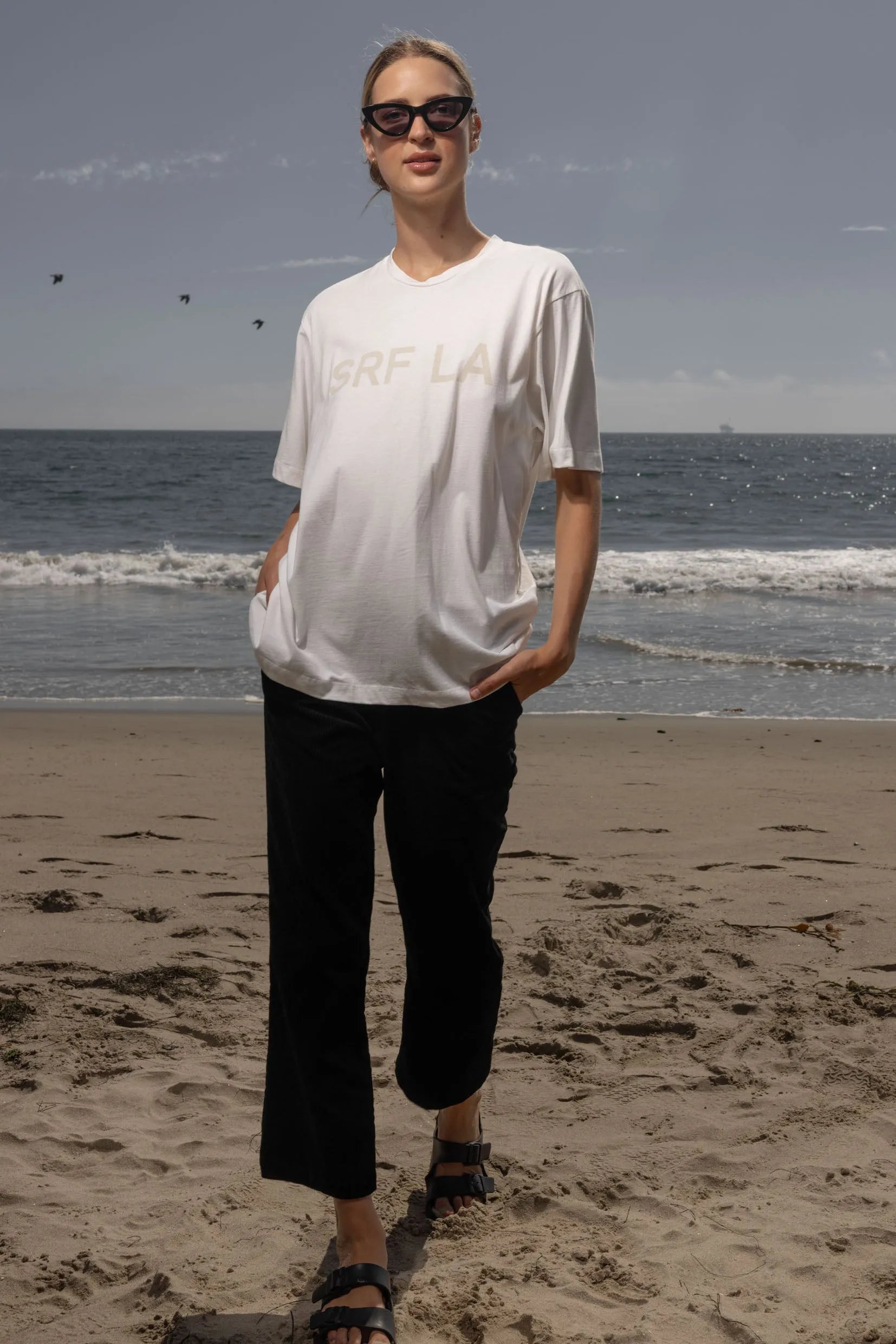 SRF LA Classic Tee - Antique Cream on White - Heidi Merrick