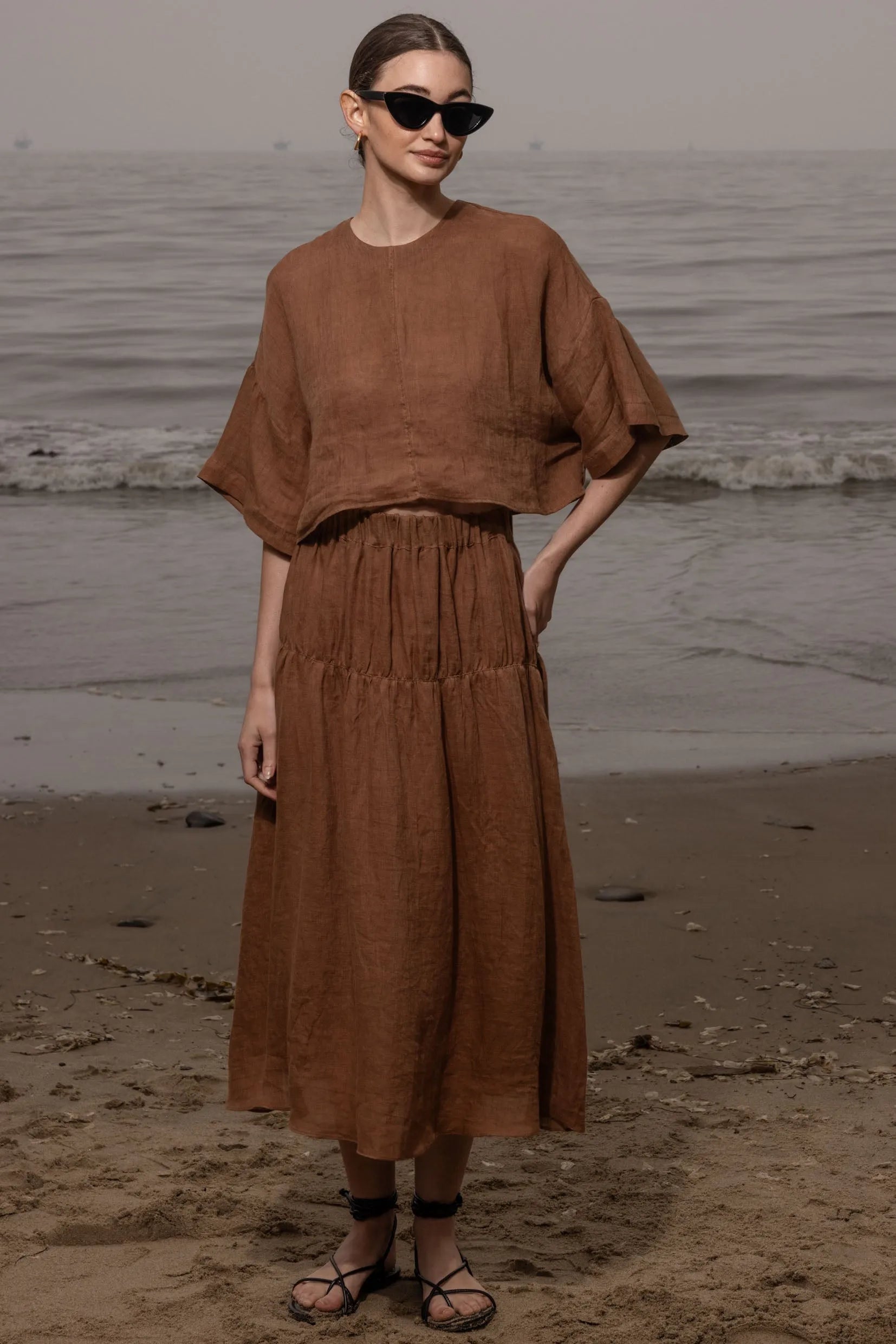 Mojave Top - Clay Tissue Linen - Heidi Merrick