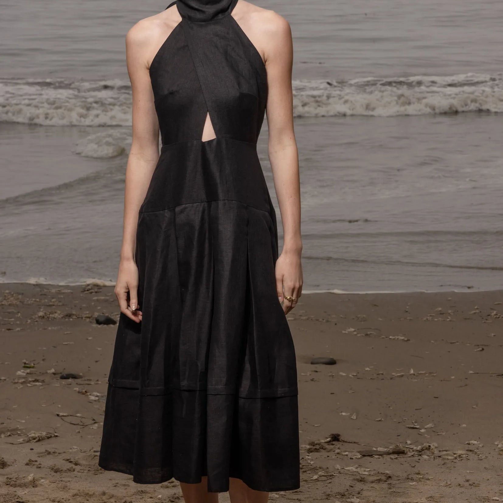 Ginger Dress - Noir Silk & Hemp - Heidi Merrick