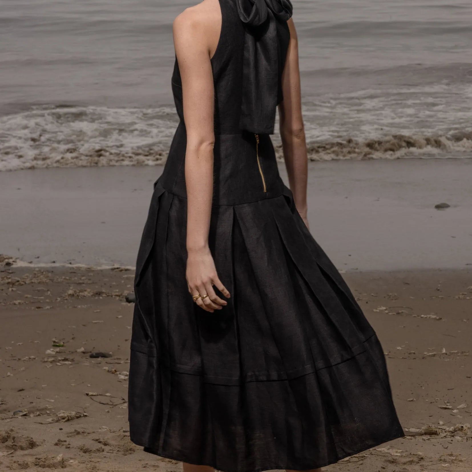 Ginger Dress - Noir Silk & Hemp - Heidi Merrick