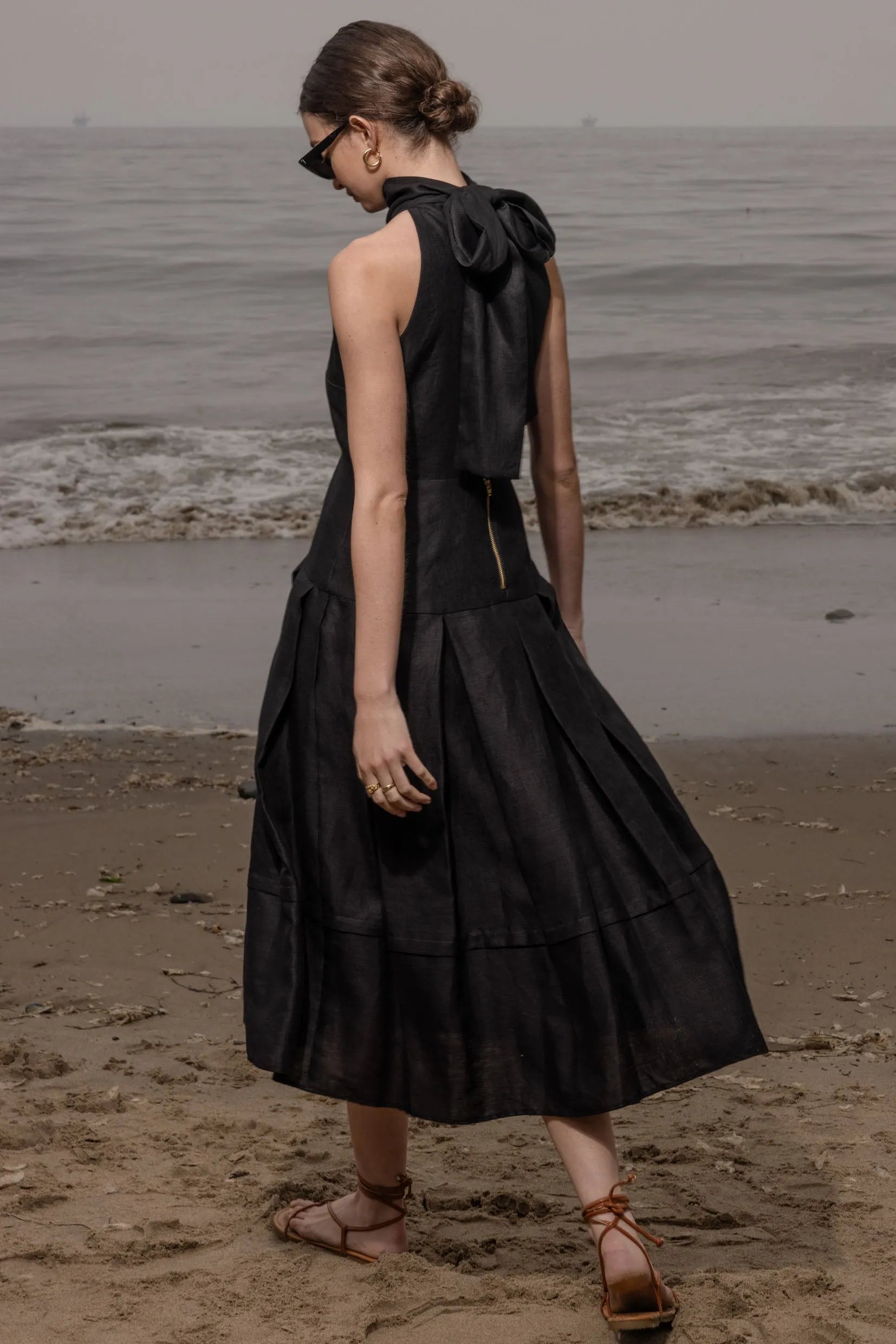 Ginger Dress - Noir Silk & Hemp - Heidi Merrick