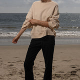 Barrel Sleeve 70's SRF LA Crewneck - Antique Cream Embroidered - Heidi Merrick