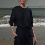 Mojave Top - Noir Tissue Linen - Heidi Merrick