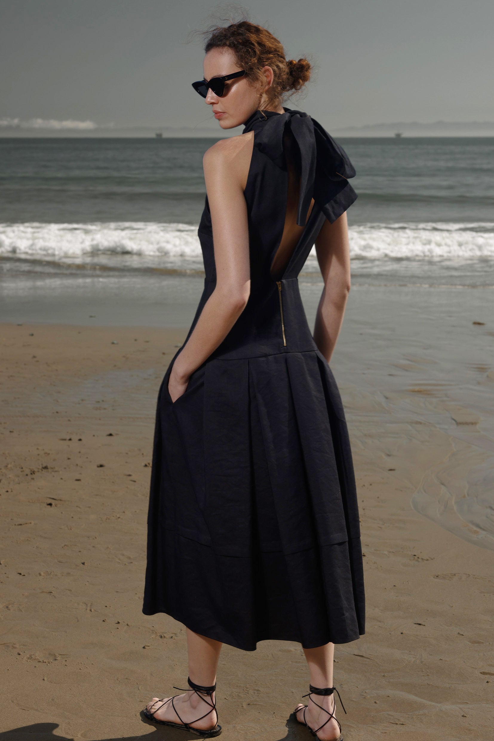 Ginger Dress - Noir Silk & Hemp - Heidi Merrick