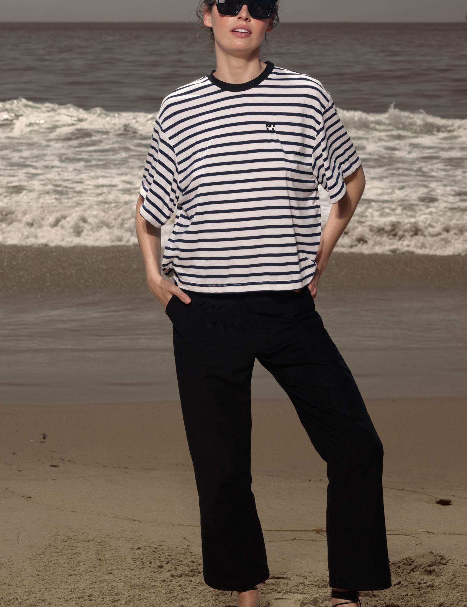 SRF LA Sailor Tee - White & Blue Stripes