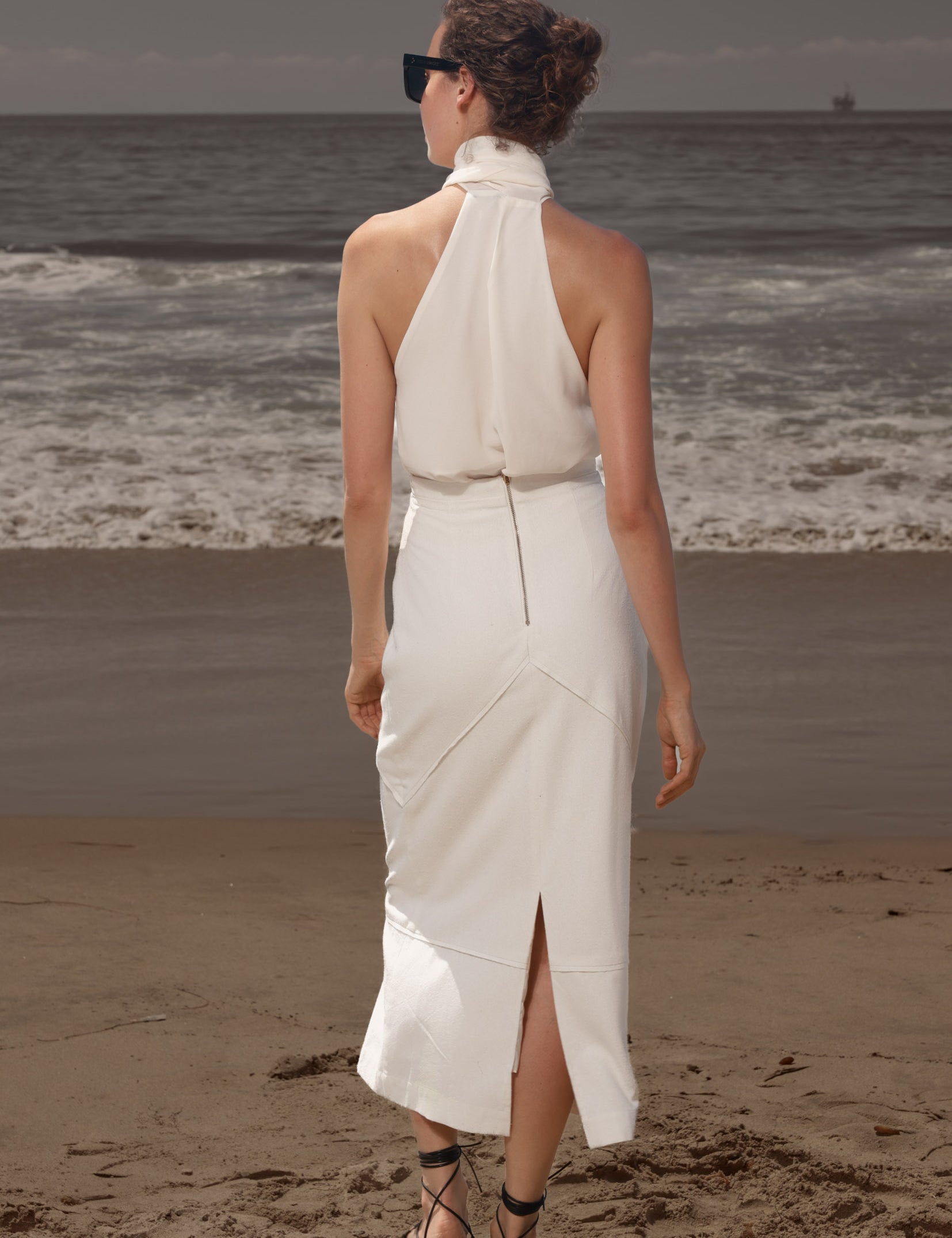 Geometry Skirt - Ivory Silk Noil - Heidi Merrick