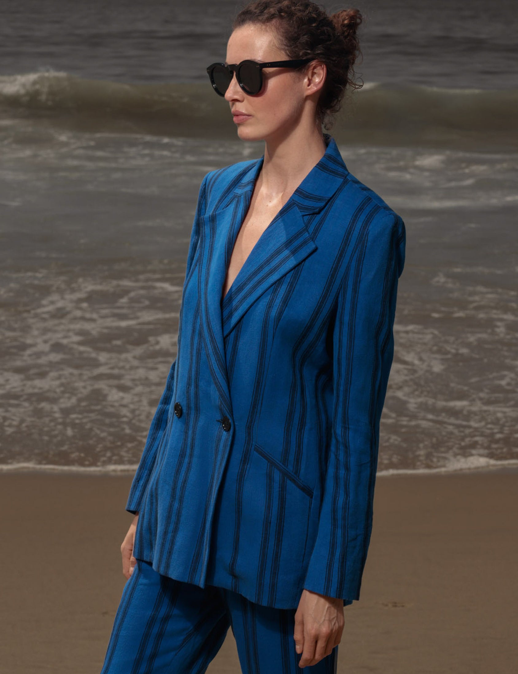 Mars Blazer - Blue Moroccan Stripe - Heidi Merrick