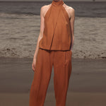 Baptiste Pant - Golden Brown Silk Noil - Heidi Merrick