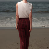 Serge Pant - Burgundy Moroccan Stripe - Heidi Merrick