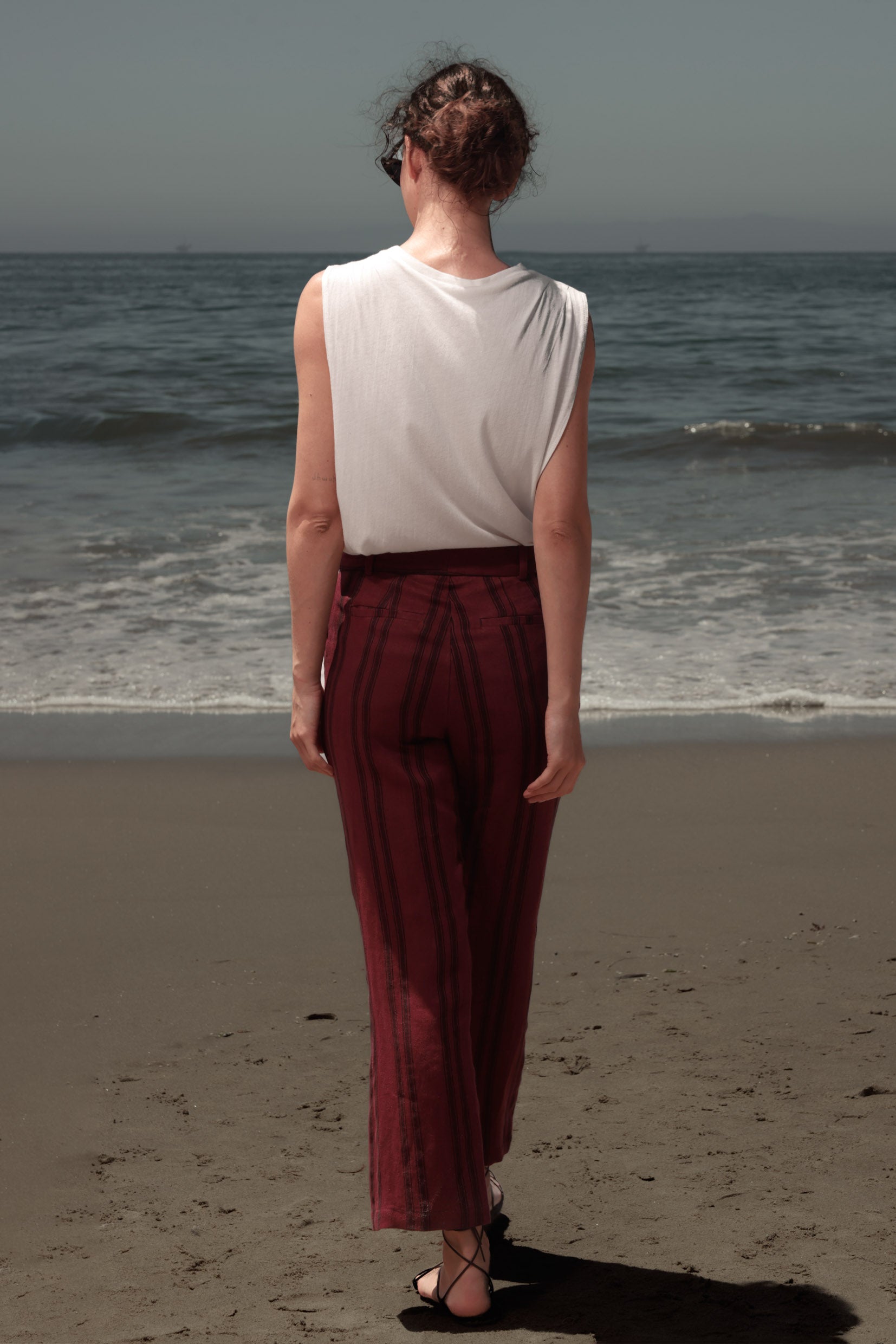 Serge Pant - Burgundy Moroccan Stripe - Heidi Merrick