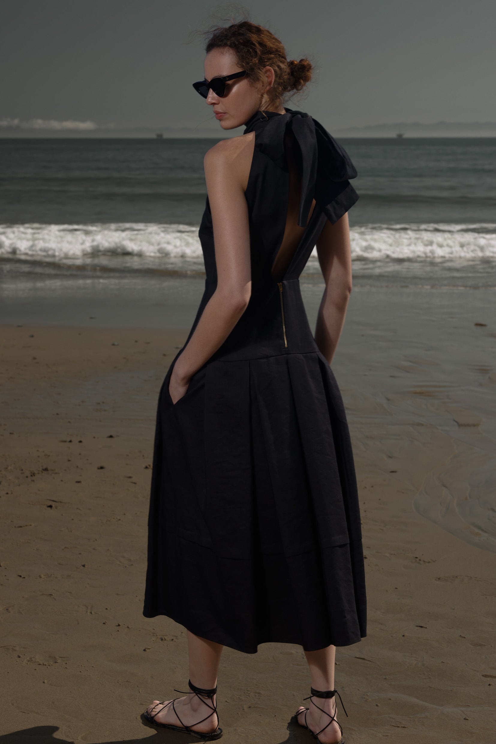 Ginger Dress - Noir Silk & Hemp – Heidi Merrick
