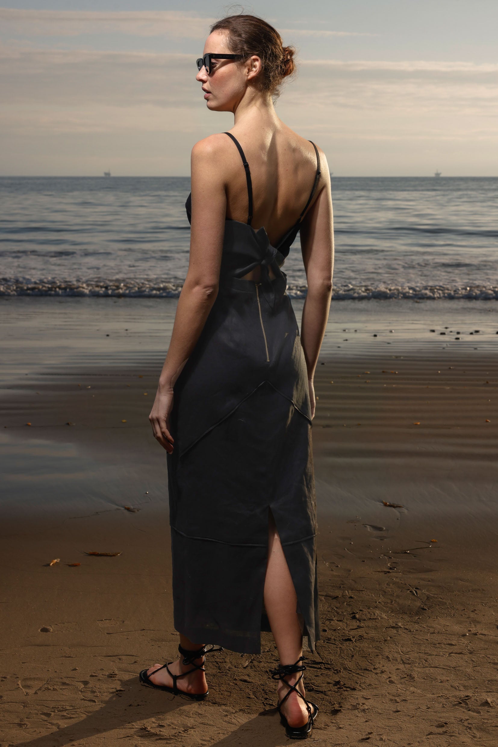 Gia Dress - Black Linen - Heidi Merrick