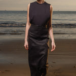 Geometry Skirt - Black Linen - Heidi Merrick