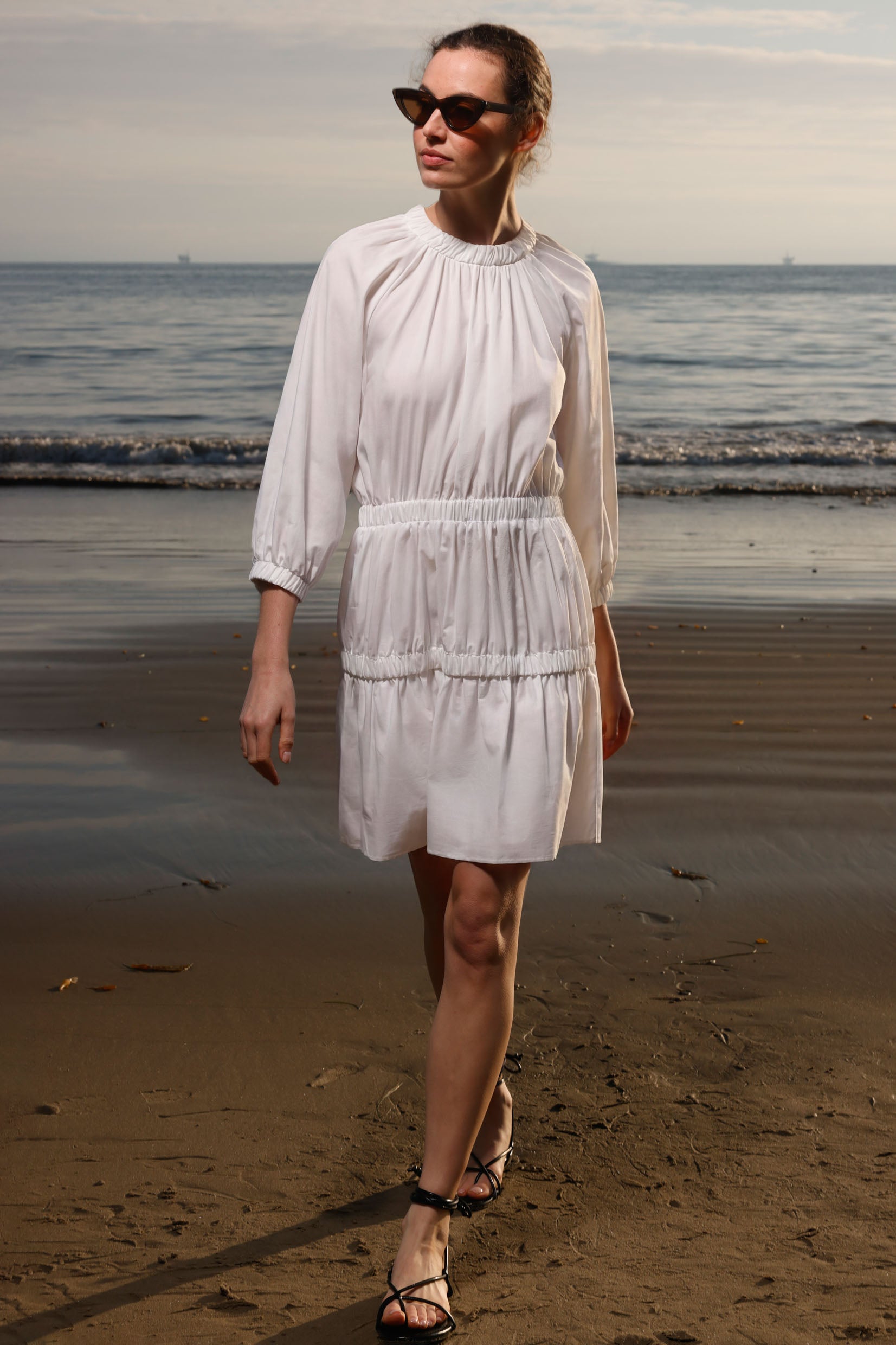 Brooke Dress - White Shirting - Heidi Merrick