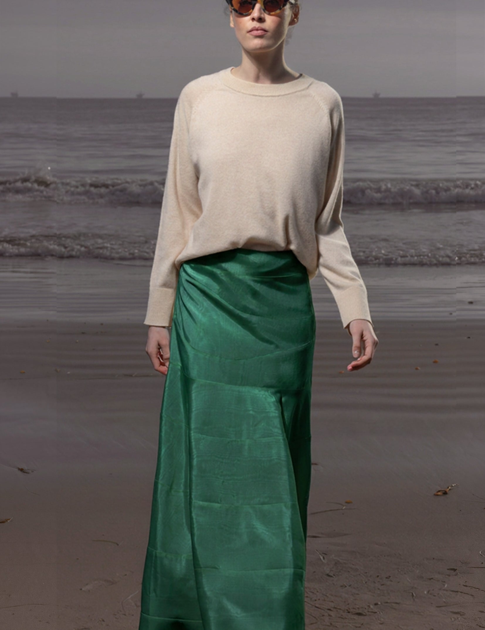 Gale Skirt - Green Moire - Heidi Merrick