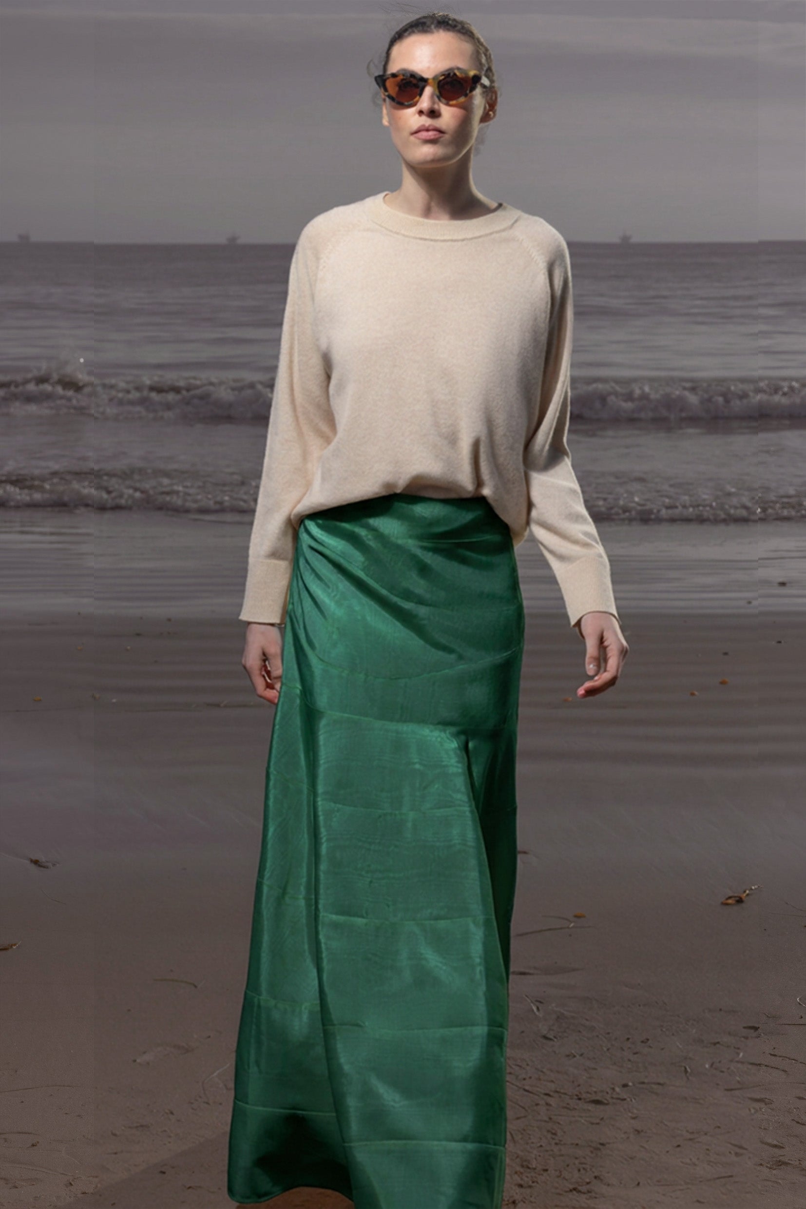 Gale Skirt - Green Moire - Heidi Merrick
