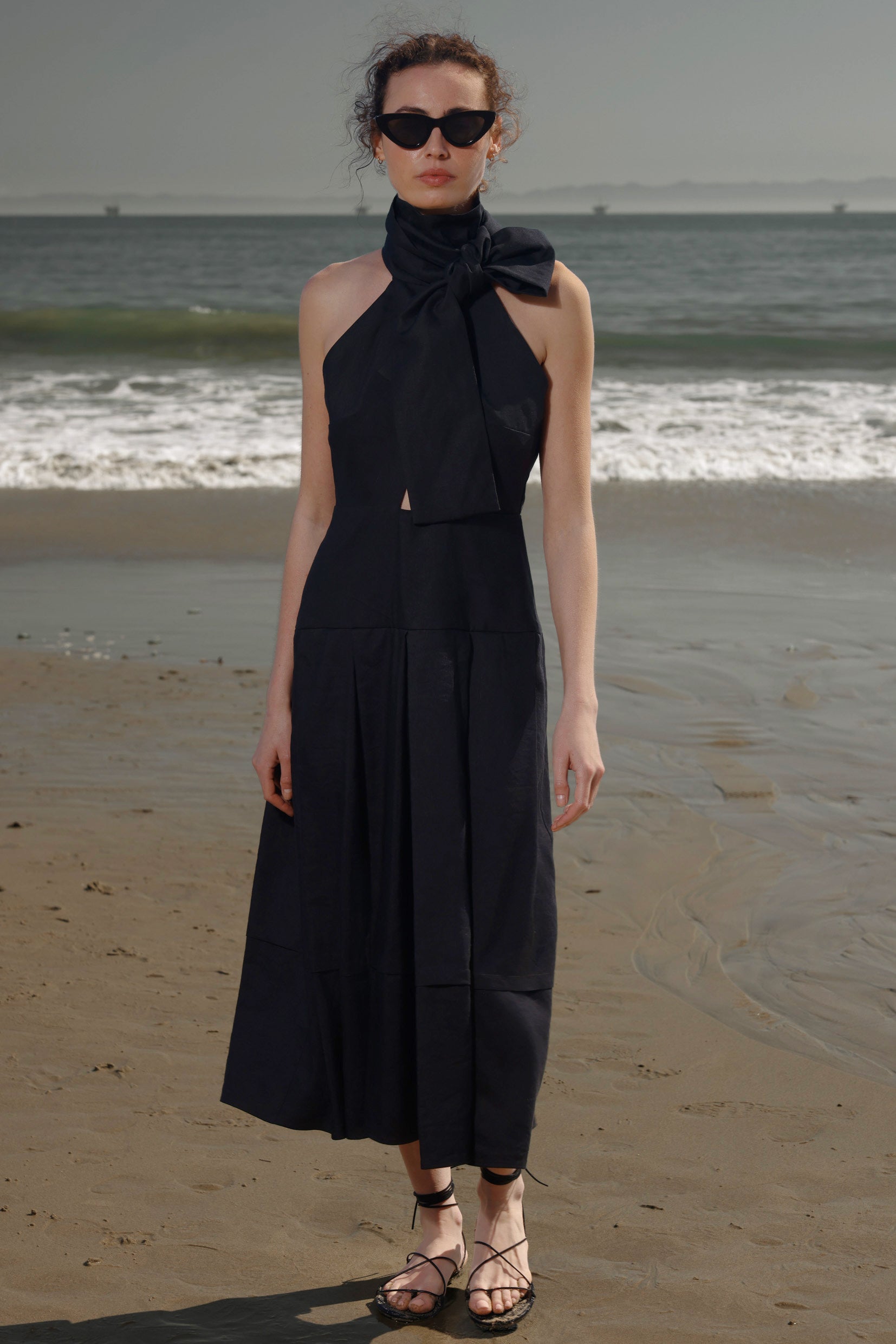 Ginger Dress - Noir Silk & Hemp - Heidi Merrick