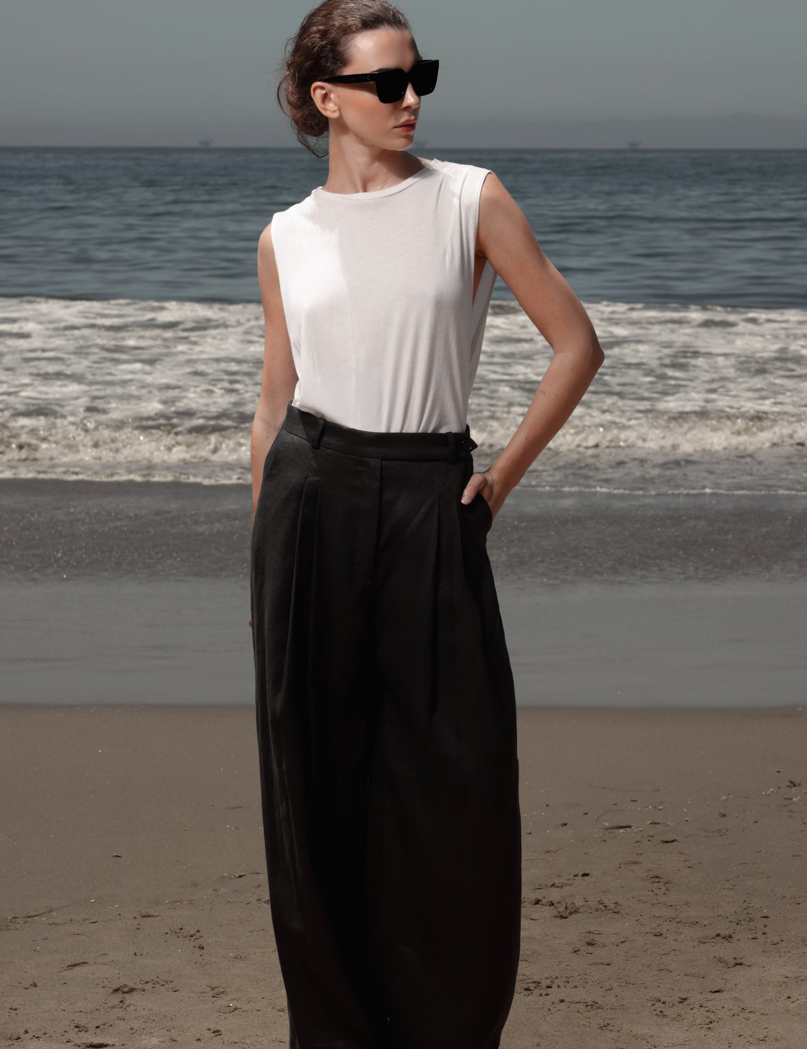 Chaplin Pant - Black Linen - Heidi Merrick