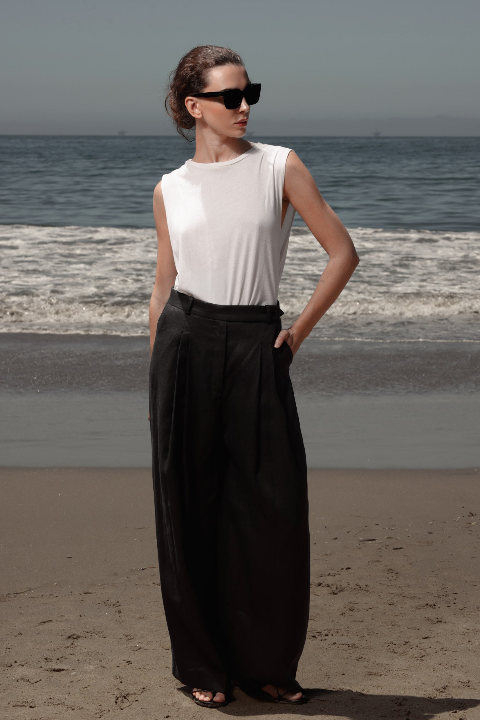Chaplin Pant - Black Linen - Heidi Merrick
