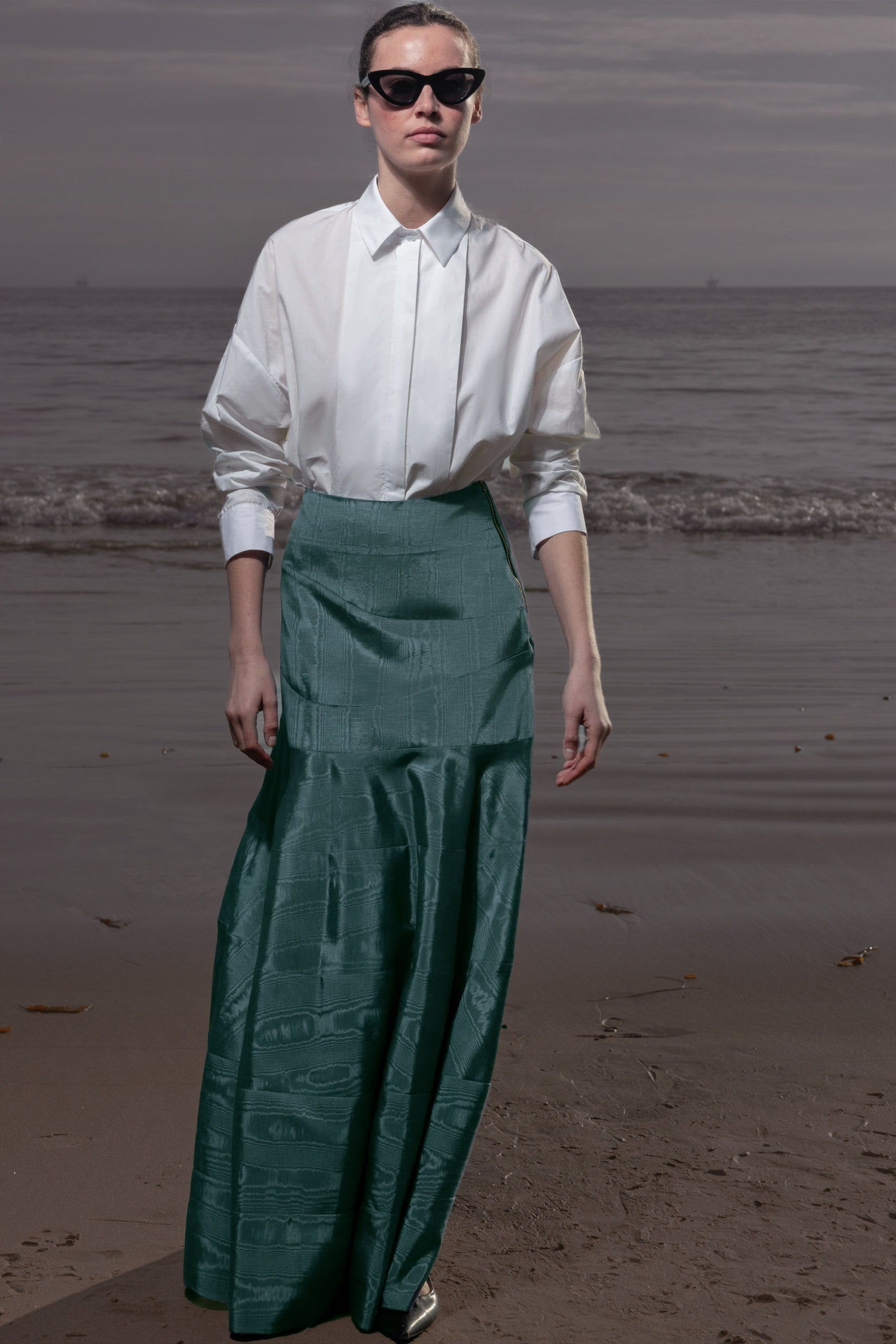 Gale Skirt - Stormy Blue Moire - Heidi Merrick
