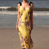 Marion Slip Dress - Yellow Batik
