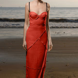 Gia Dress - Vermilion Linen - Heidi Merrick