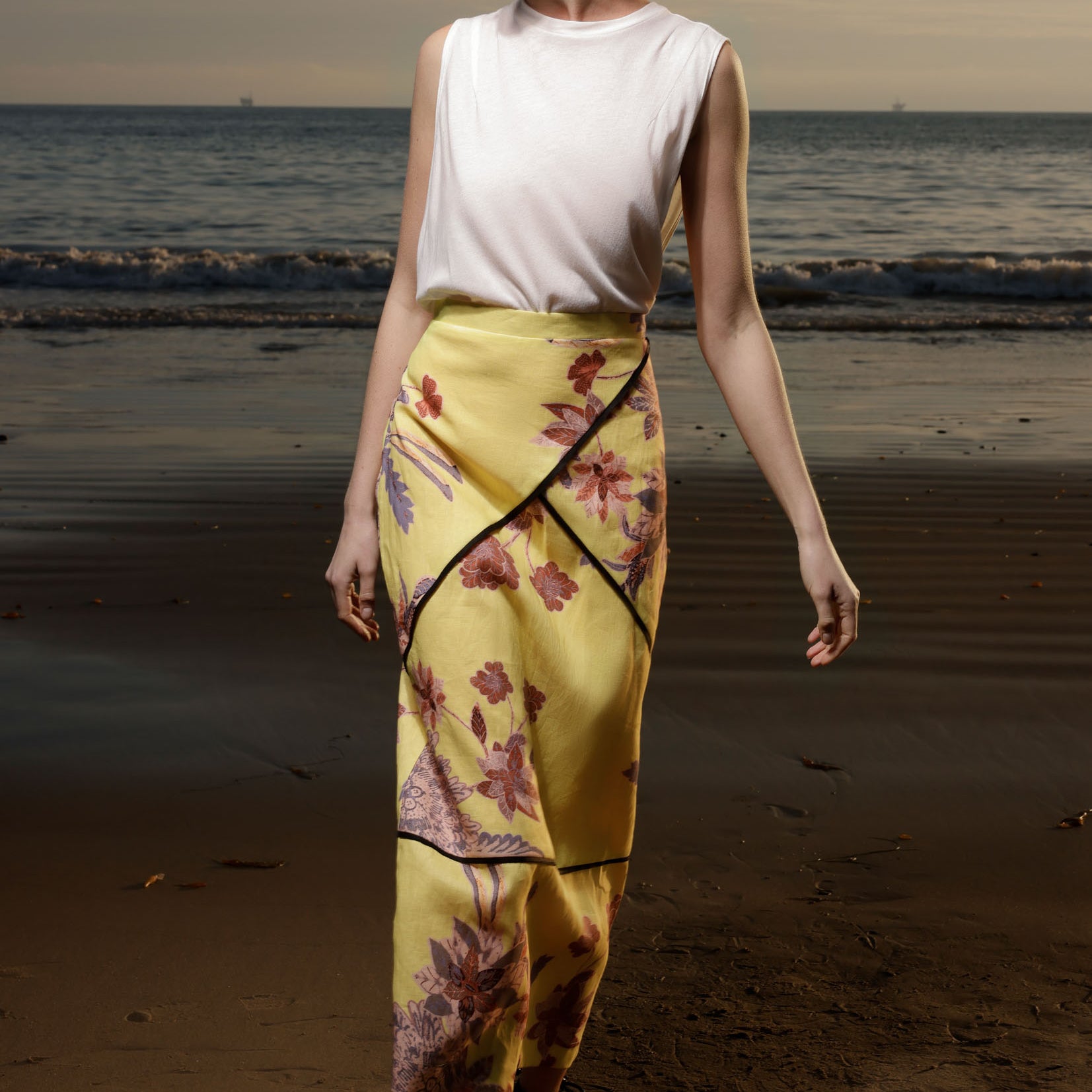 Geometry Skirt - Yellow Batik - Heidi Merrick