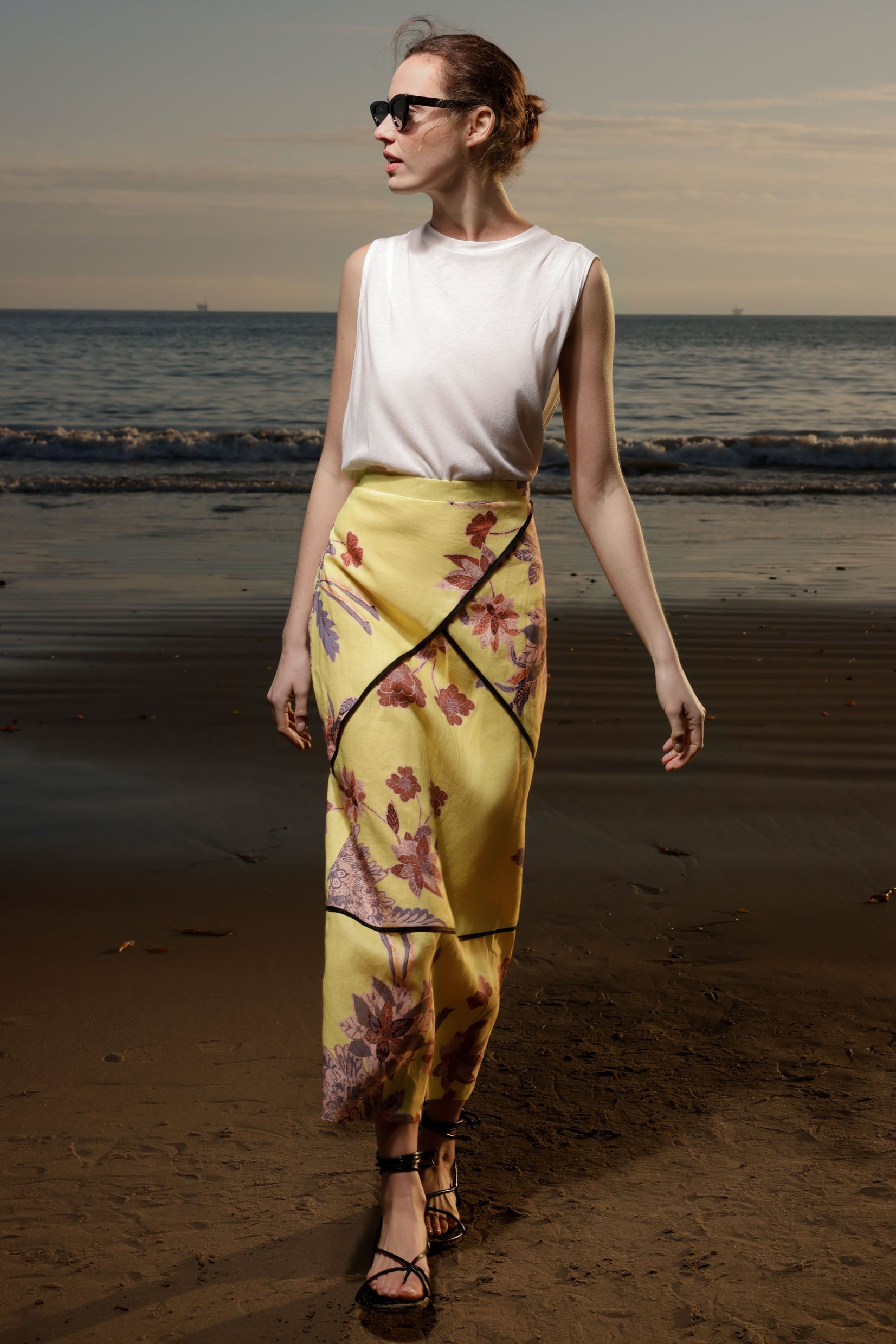 Geometry Skirt - Yellow Batik - Heidi Merrick