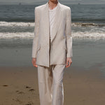 Zelda Blazer - Cream Ticking Stripe - Heidi Merrick